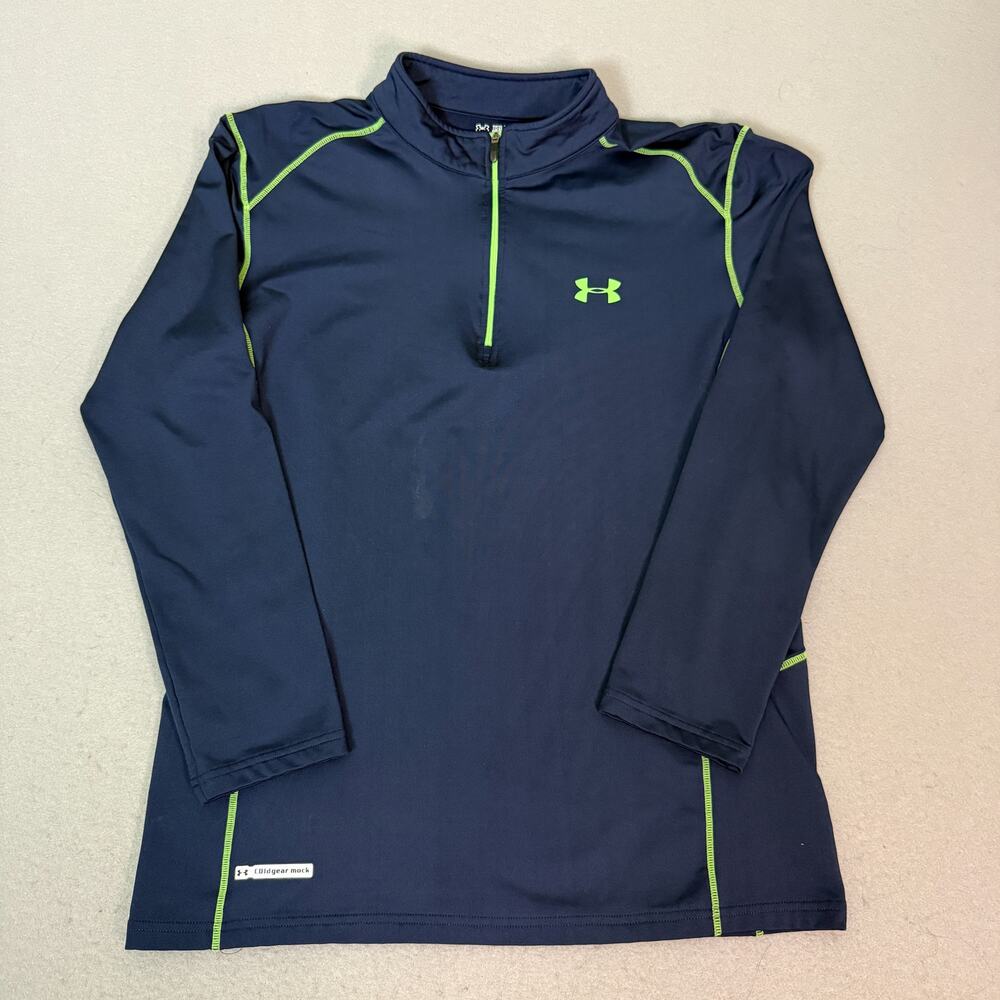 Under Armour ColdGear Mock Neck 1/2 Zip Pullover Youth XXL Navy Green